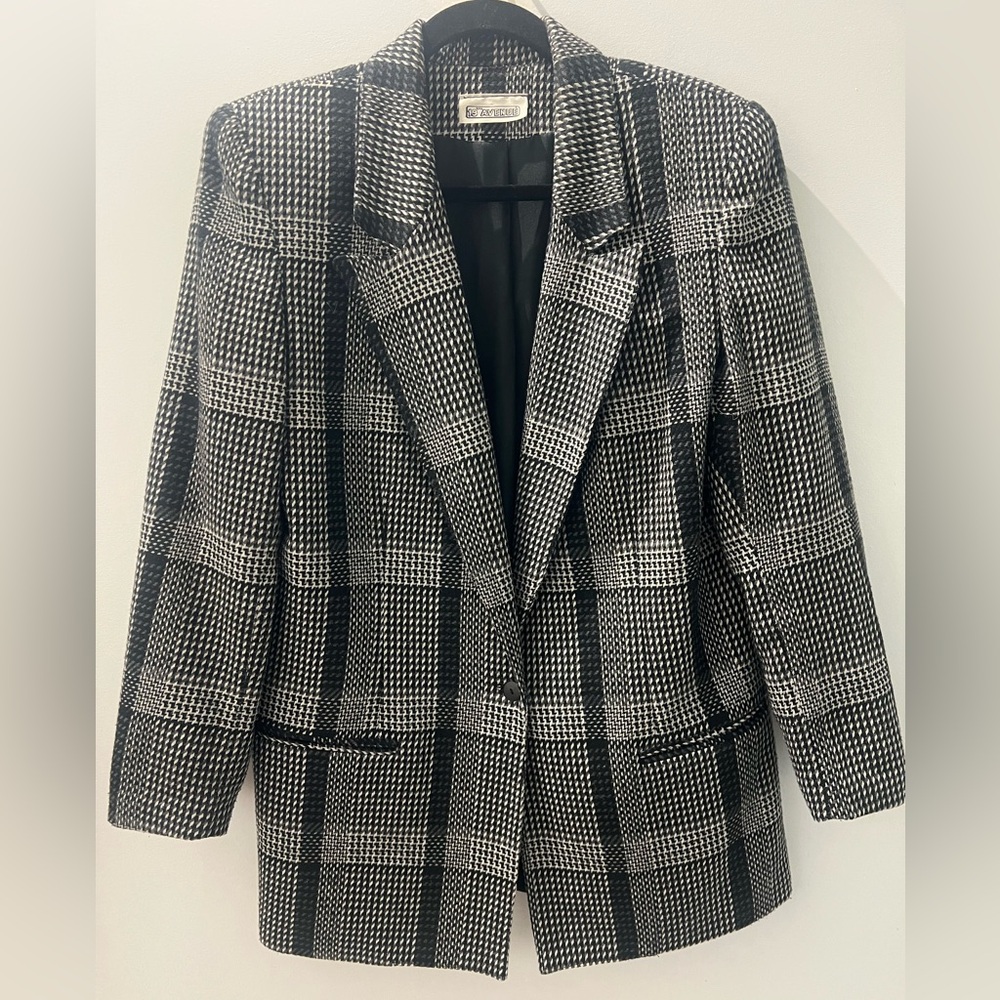 Vintage 19th Avenue Black & White Check Plaid Blazer – Classic Oversized Fit - Picture 4 of 6
